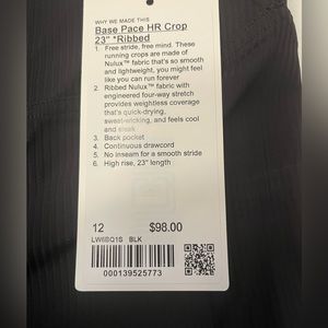 lululemon athletica Base Pace High Rise Crop Tight 23” NWT